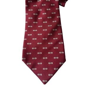 VTG Gucci Burgundy Logo Silk Tie Made in Italy All-Over G Pattern Necktie